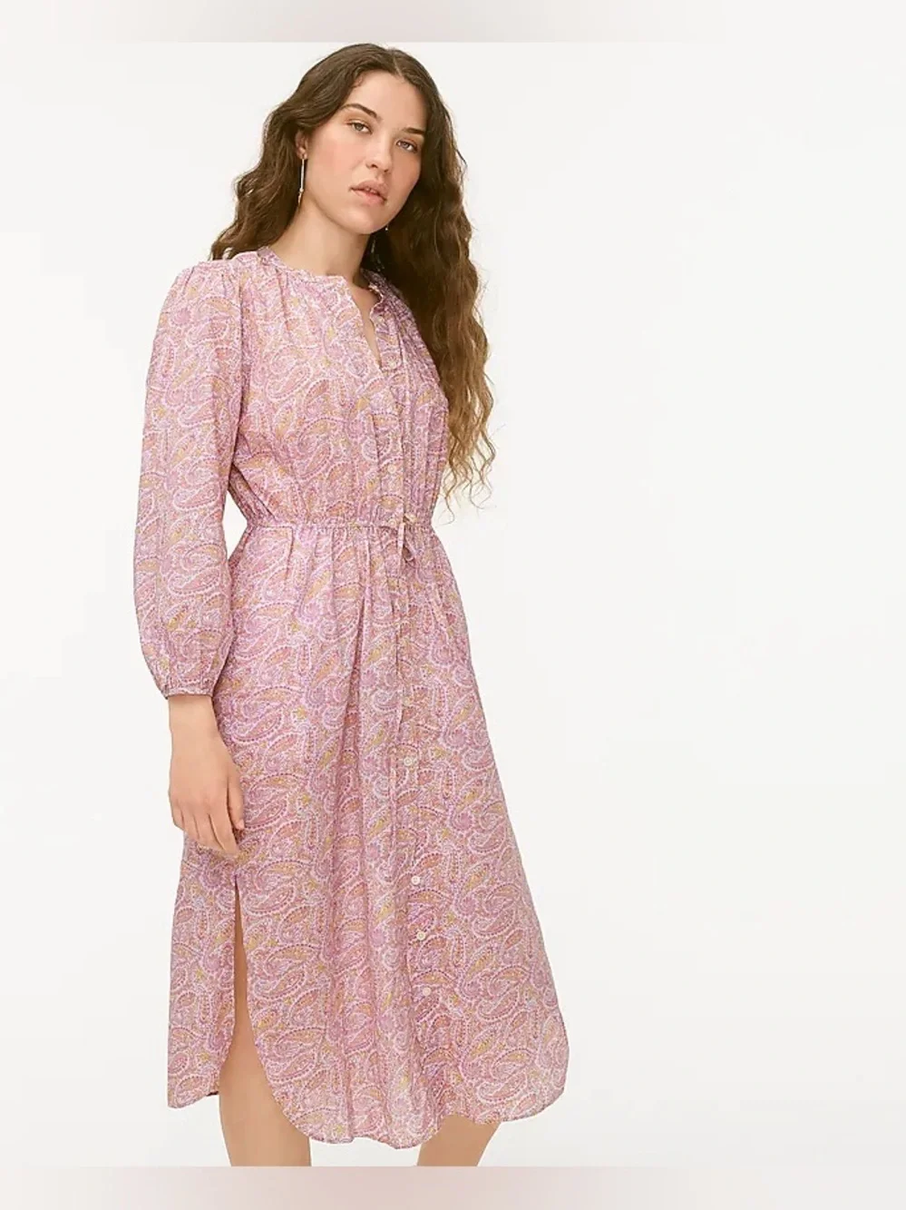 J. Crew Tie-Waist Cotton Voile Midi Dress in Beach Paisley. Size 2.